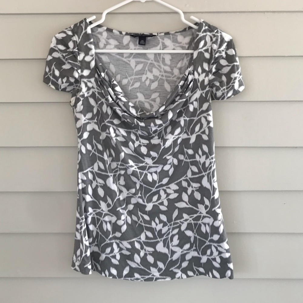 Banana Republic Dressy Floral Draped Neck Top